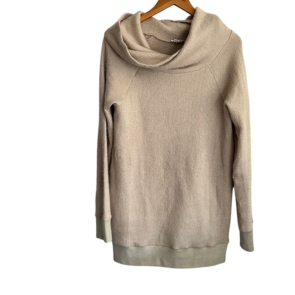 Ingrid & Isabel Cowl Neck Sweater Dress L Maternity Oatmeal Tan Beige